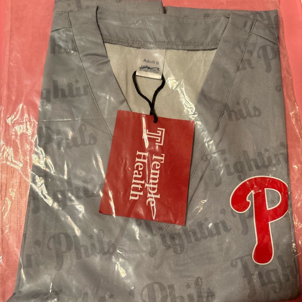 Phillies Gray Scrub Top